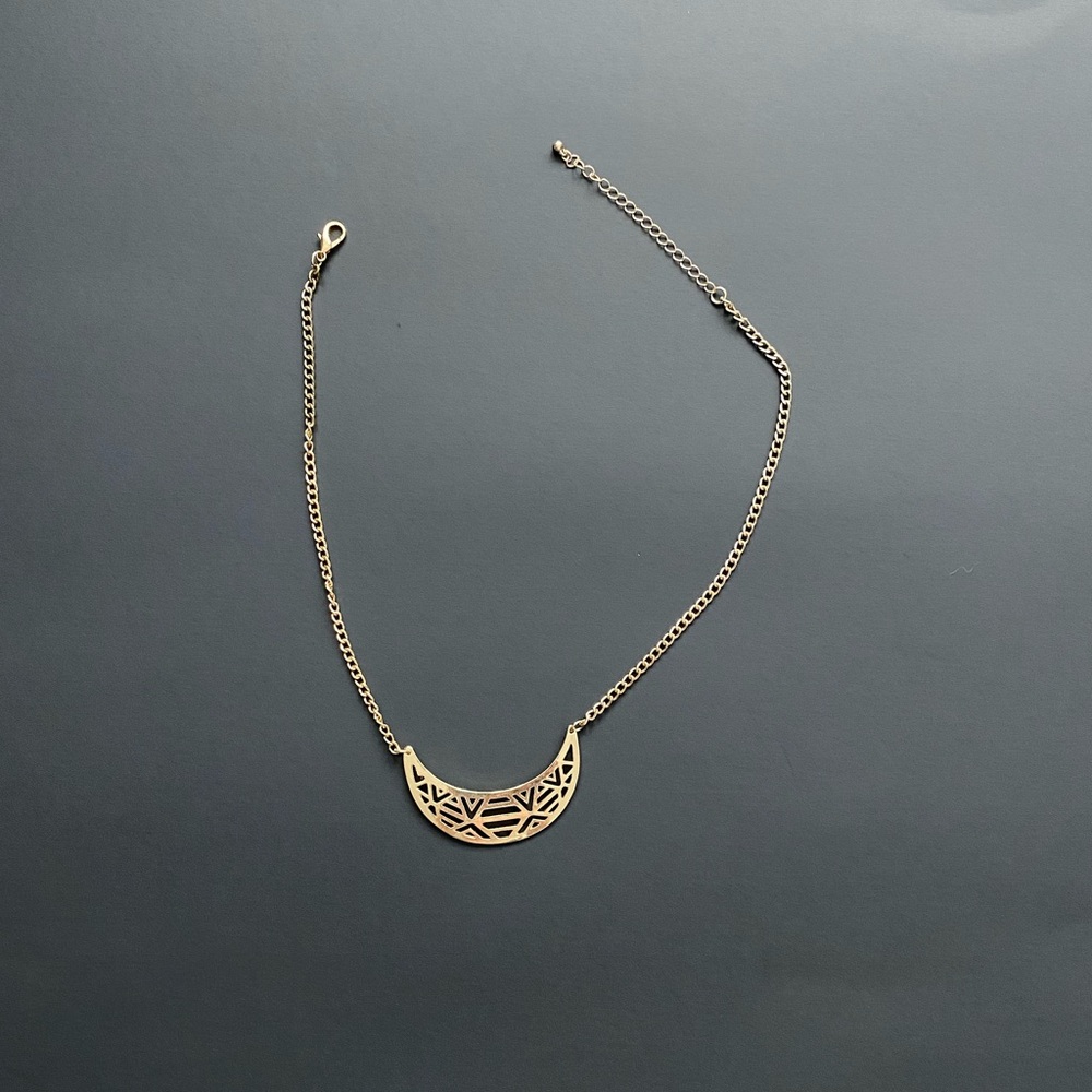Geometric Crescent Moon Necklace